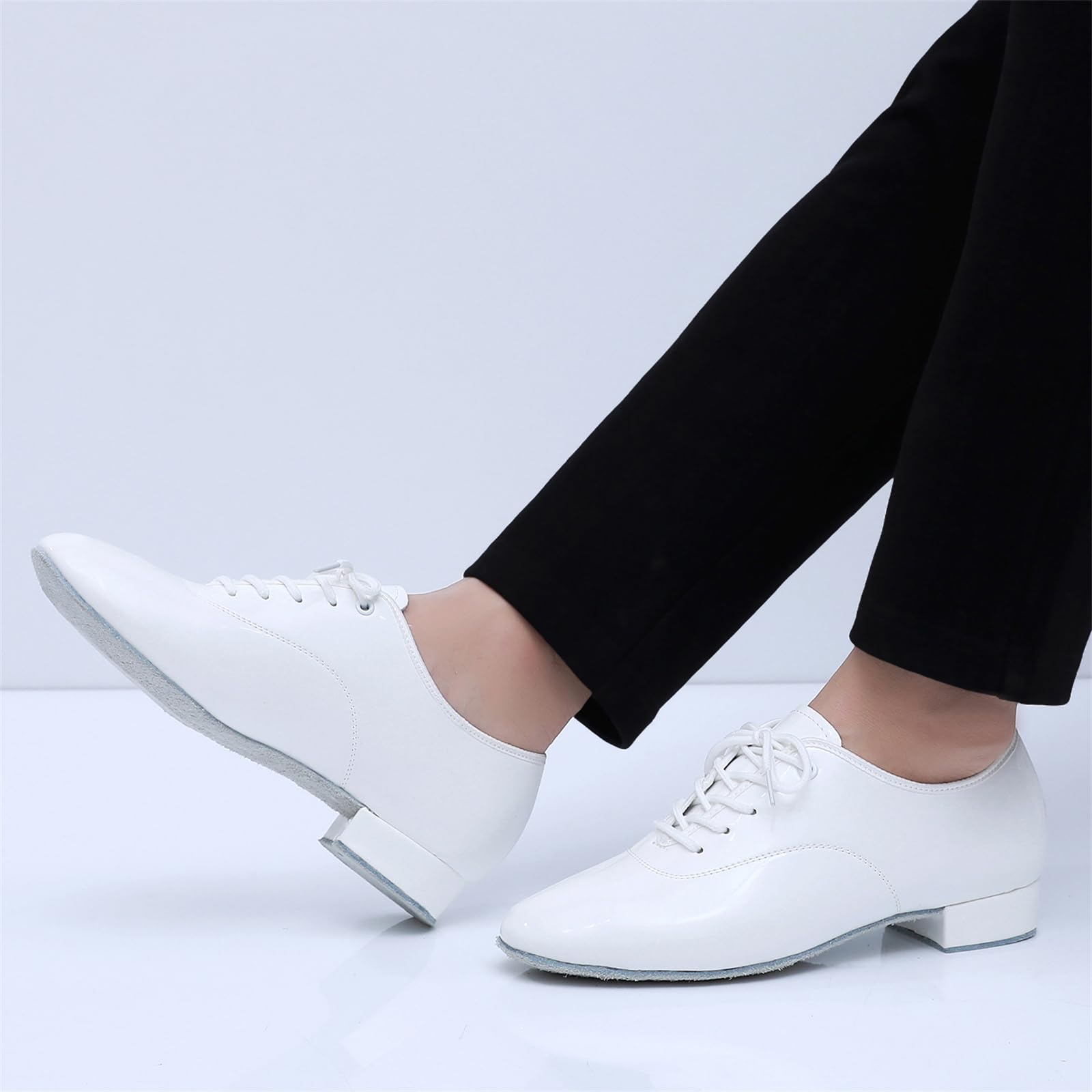 Chaussures De Danse Modernes Hommes Talons Bas Semelle Complète en Daim Chaussures À Lacets D'intérieur pour Salle De Bal Latine