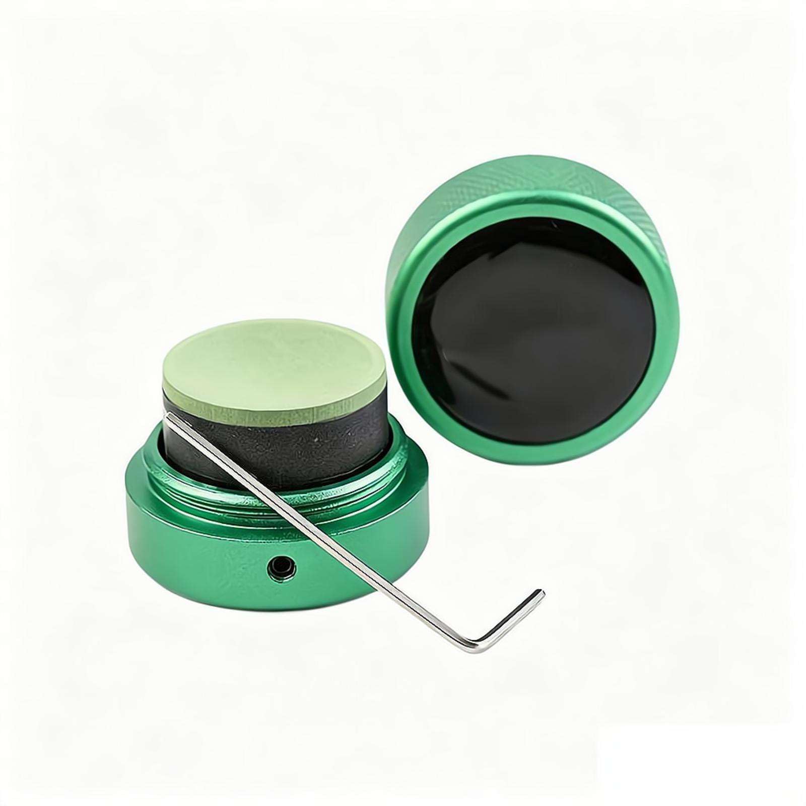 Pool Chalk Holder Round Shaped Practical Tool Billiards Accessories Magnetic Mini Chalk Tip Case Container Round Box Billiards New Upgrade (Green)