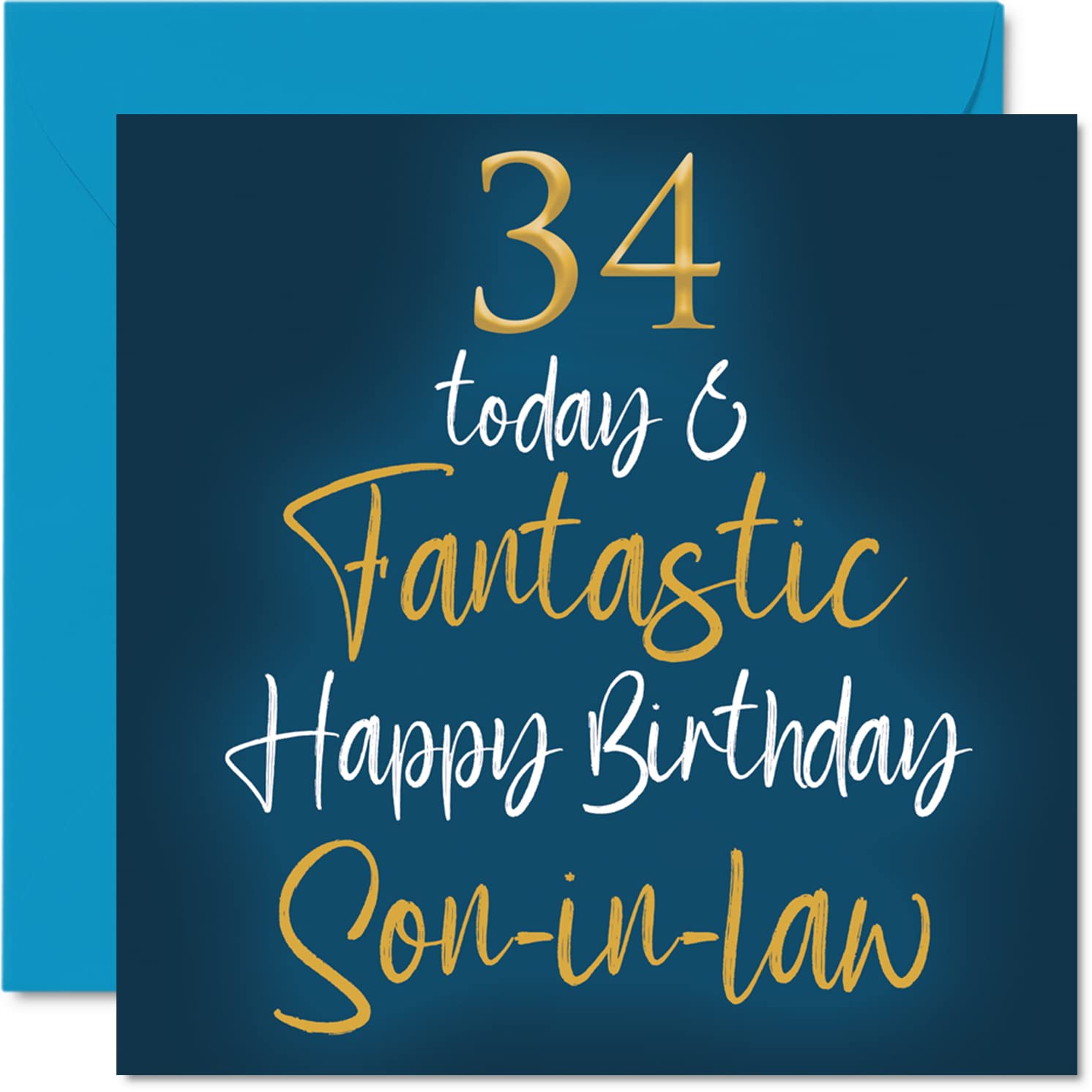 Fantastic 34th Birthday Cards for Son-in-law - 34 Today & Fantastic - Happy Birthday Card for Son-in-law from in-laws, Son Gifts, 145mm Greeting Cards Gift