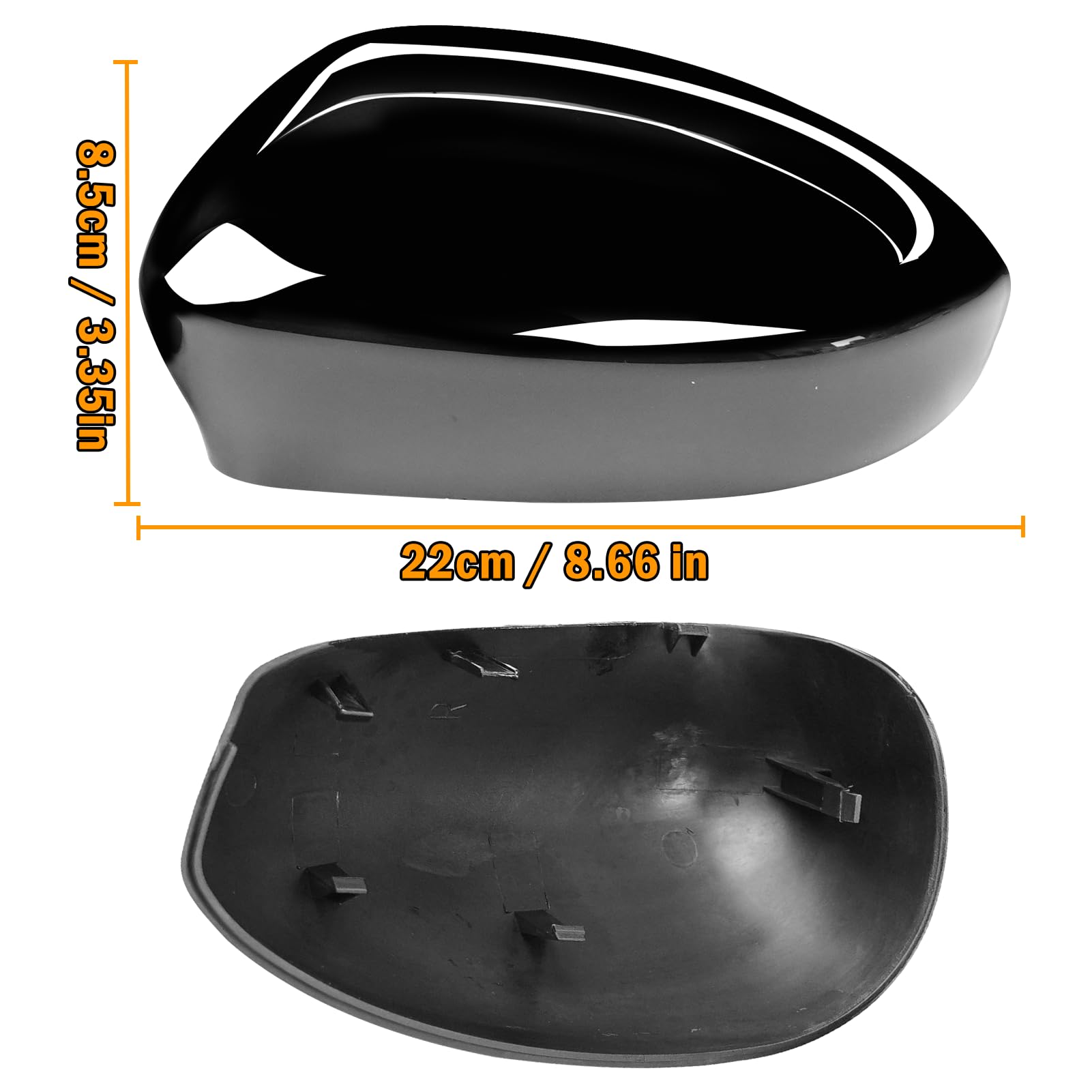 TTCR-II 2PCS Compatible con Carcasa Retrovisor Fiat 500/500C/500E/Abarth 500 2007-2024/Grande Punto 2005-2018, Fiat 500 Espejo Retrovisor Izquierdo+Derecha Grande Punto Espejo Tapa Reemplazo-Negro