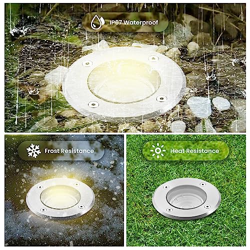 JNR Edelstahl Bodeneinbau-Strahler IP67 – Schwenkbar, Mit LED GU10 5W, Für Garten & Wege, Schwarz