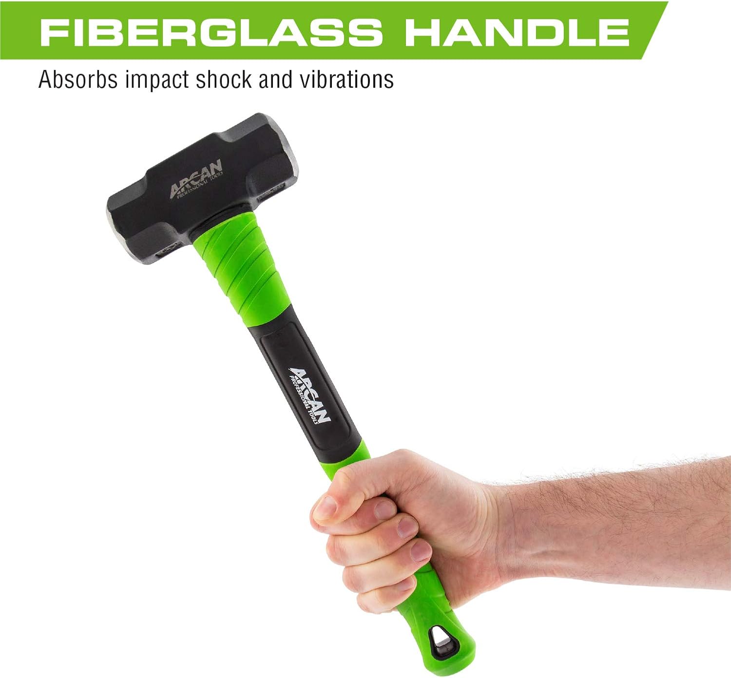 Arcan 4 LB Engineering Hammer 16-Inch 3G Fiberglass Handle with Rubber Grips and Drop Forged Heads (AH4E), green