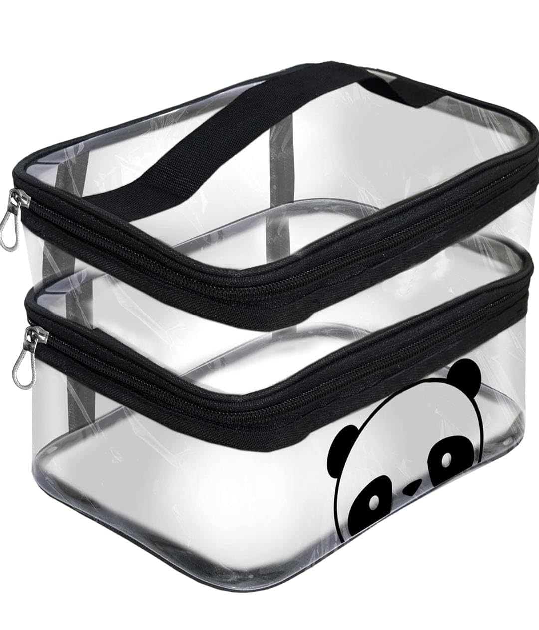 BURNINGFIRE Transparent PVC 2 Zipper Double Layer Large Bag, Travel Cosmetic Case, Toiletry Organizer, Travel Cosmetic Bag Pouch for Girls, Shaving Kit Toiletry Bag, Size- 26x17x 17.5cm. (Black)-image-31