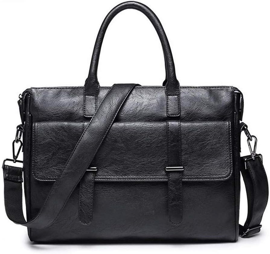 SIDUFHAOPKLL Laptop Messenger Bag for Men,Vintage Waterproof PU Leather Large Crossbody Shoulder-Black