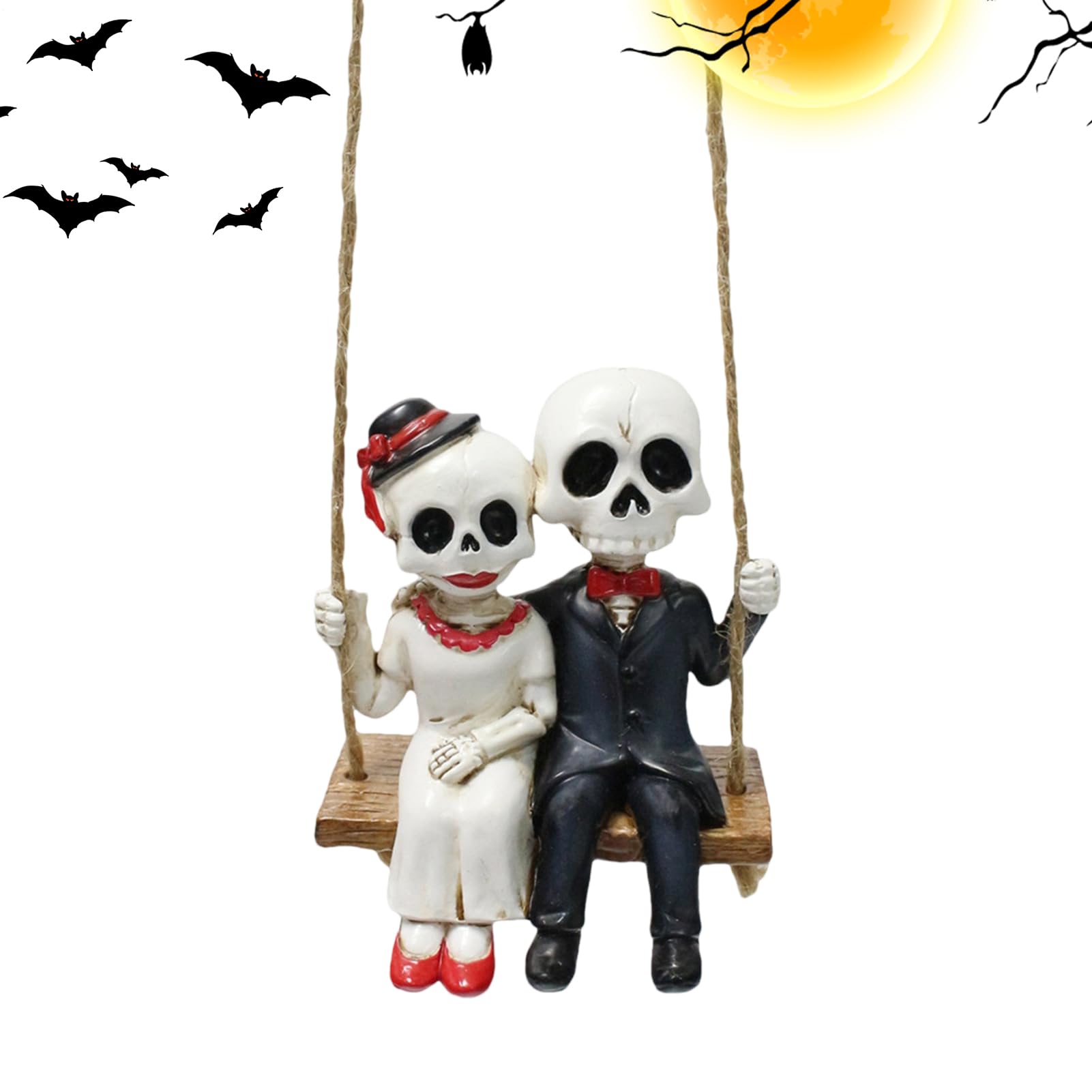 Couple de squelettes de balançoire Halloween, cadeau déco original