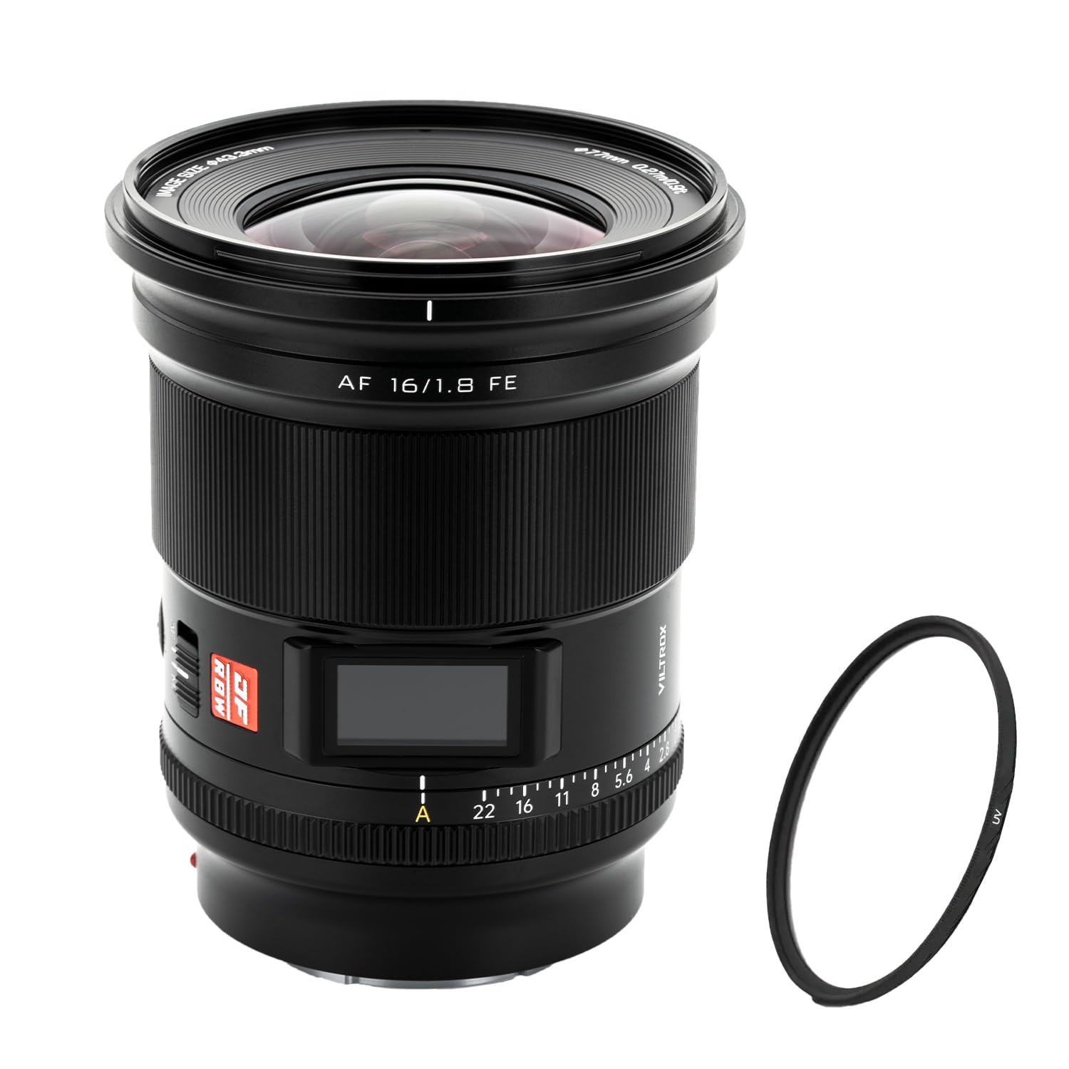 Viltrox AF 16mm F1.8 E – Kit con Filtro Protector UV | Gran Angular Ultra Luminoso Full Frame para Sony E | Óptica de Alta Resolución | Autofoco Rápido y Preciso | Cuerpo Metálico Resistente
