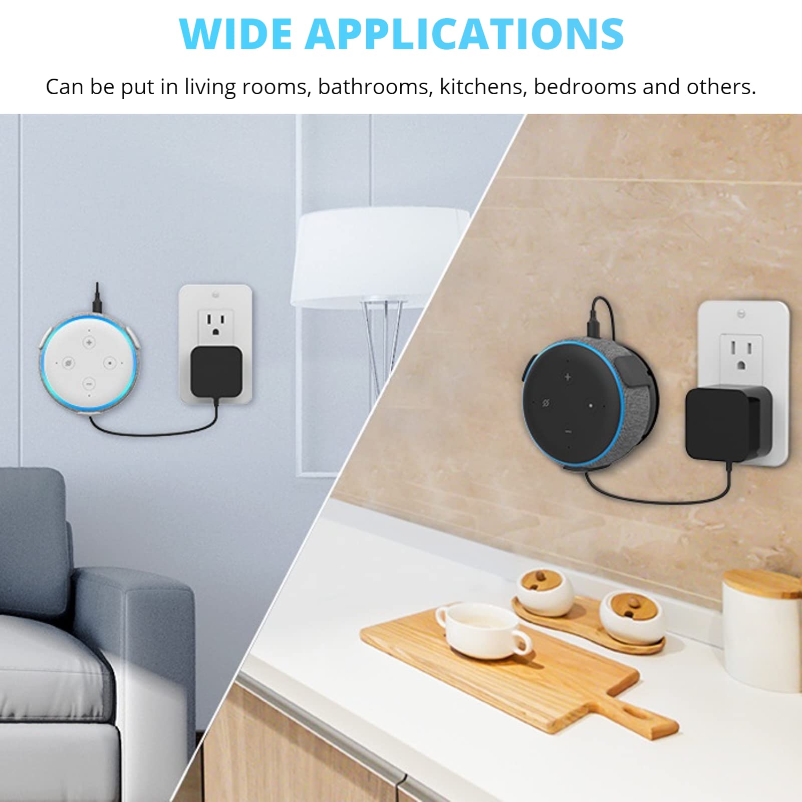 Supporto da parete per altoparlanti, supporto per altoparlante Echo-POP, design salvaspazio, staffa di gestione dei cavi per accessori smart home (nero
