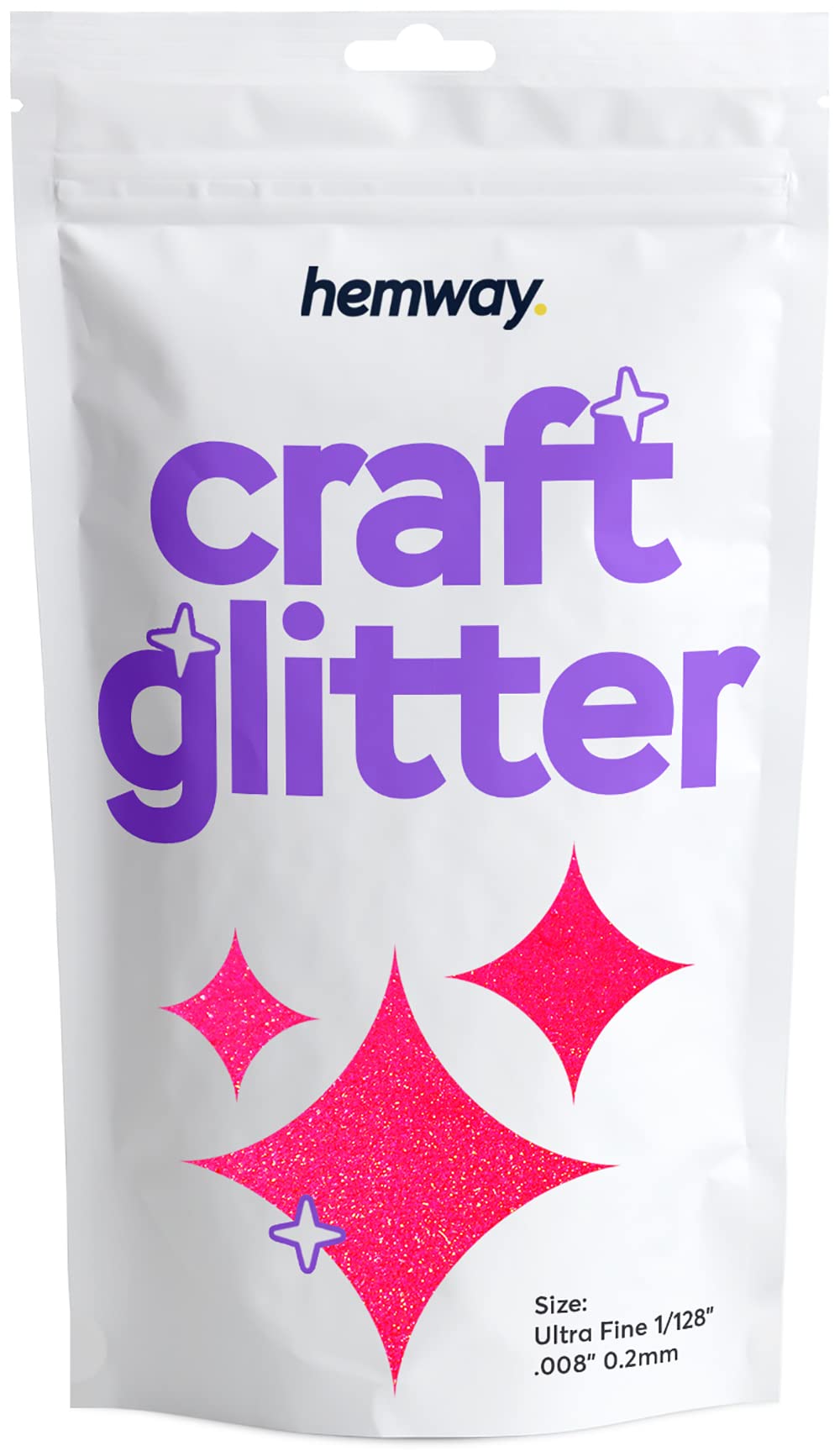 Hemway Craft Glitter Fluorescent UV Neon Pink 100g Ultrafine Glitter for Crafts Resin, Cosmetic, Nail, Face, Body, Festival