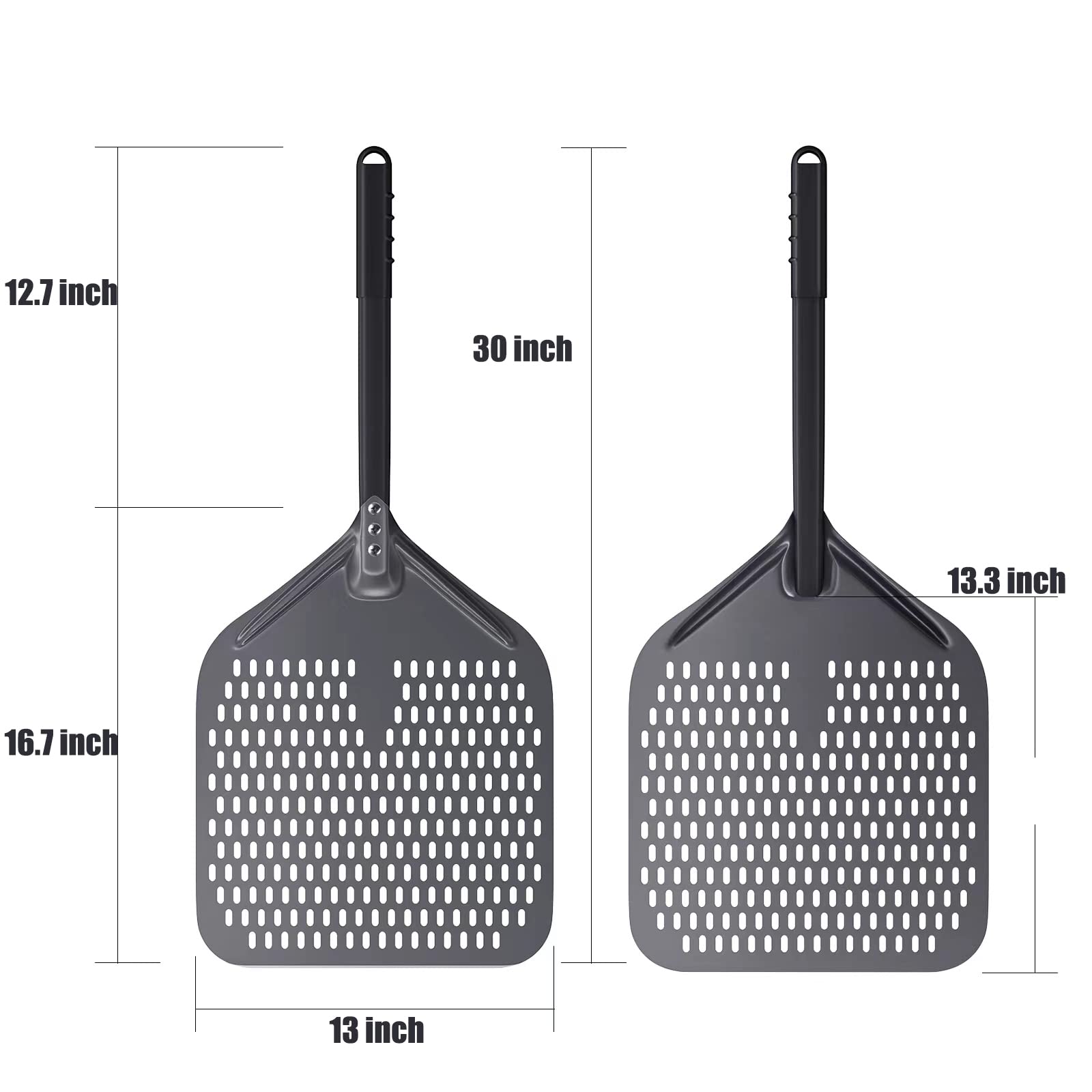 Pala per pizza perforata, 33 x 38,1 cm, professionale in alluminio anodizzato, spatola per pizza commerciale, 76,2 cm