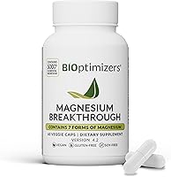 BIOptimizers Magnesium Breakthrough: 500mg 7 Forms Magnesium Glycinate Malate Citrate - Sleep Cognitive Support 60 Capsules