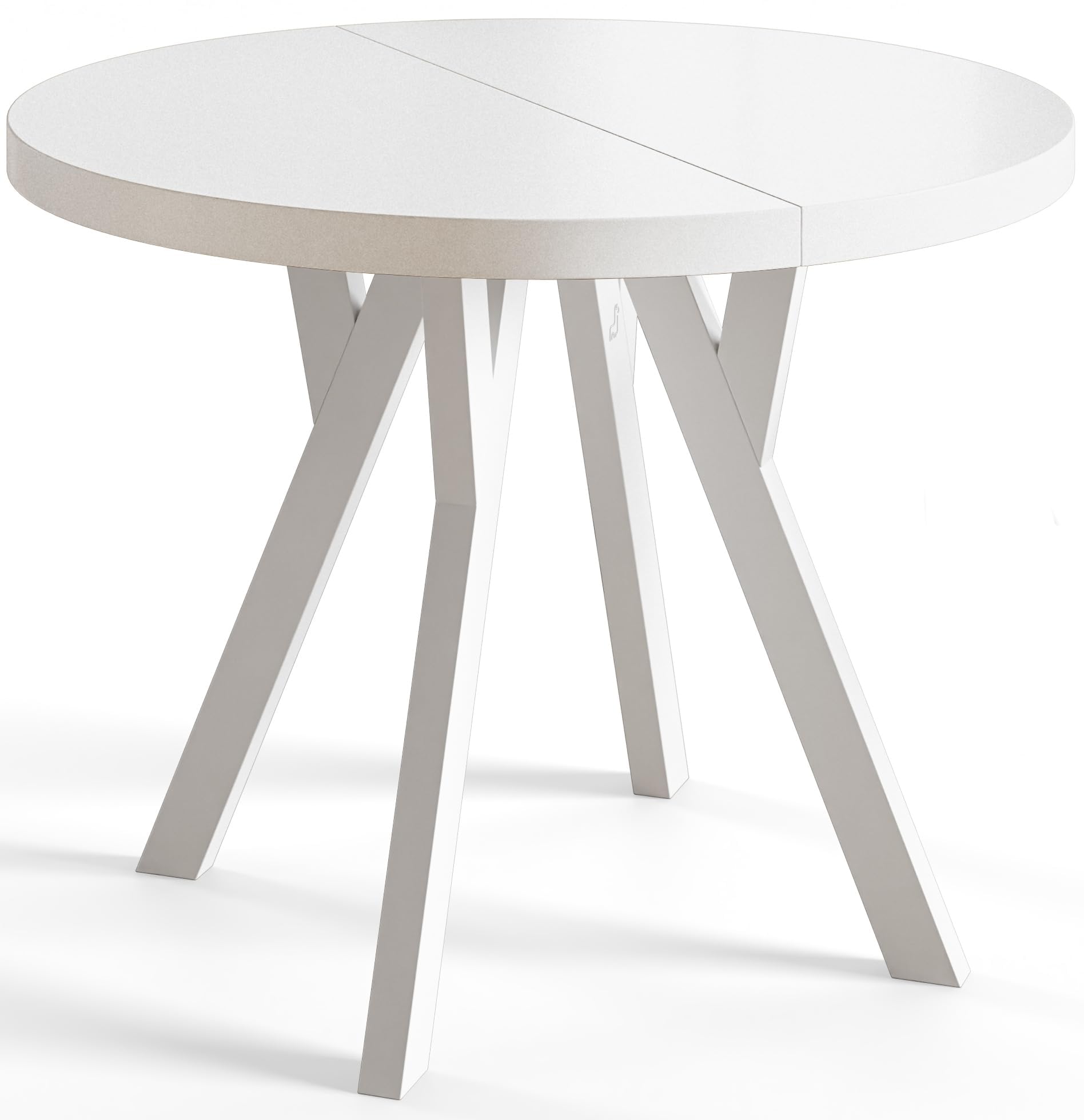 Tavolo da Pranzo Tavolo Rotondo Allungabile - Tavolo Sala da Pranzo Allungabile e Cucina - Piano in laminato da 36 mm - Gambe Solide - Diametro da 90 cm - Bianco - Collezione Ovo