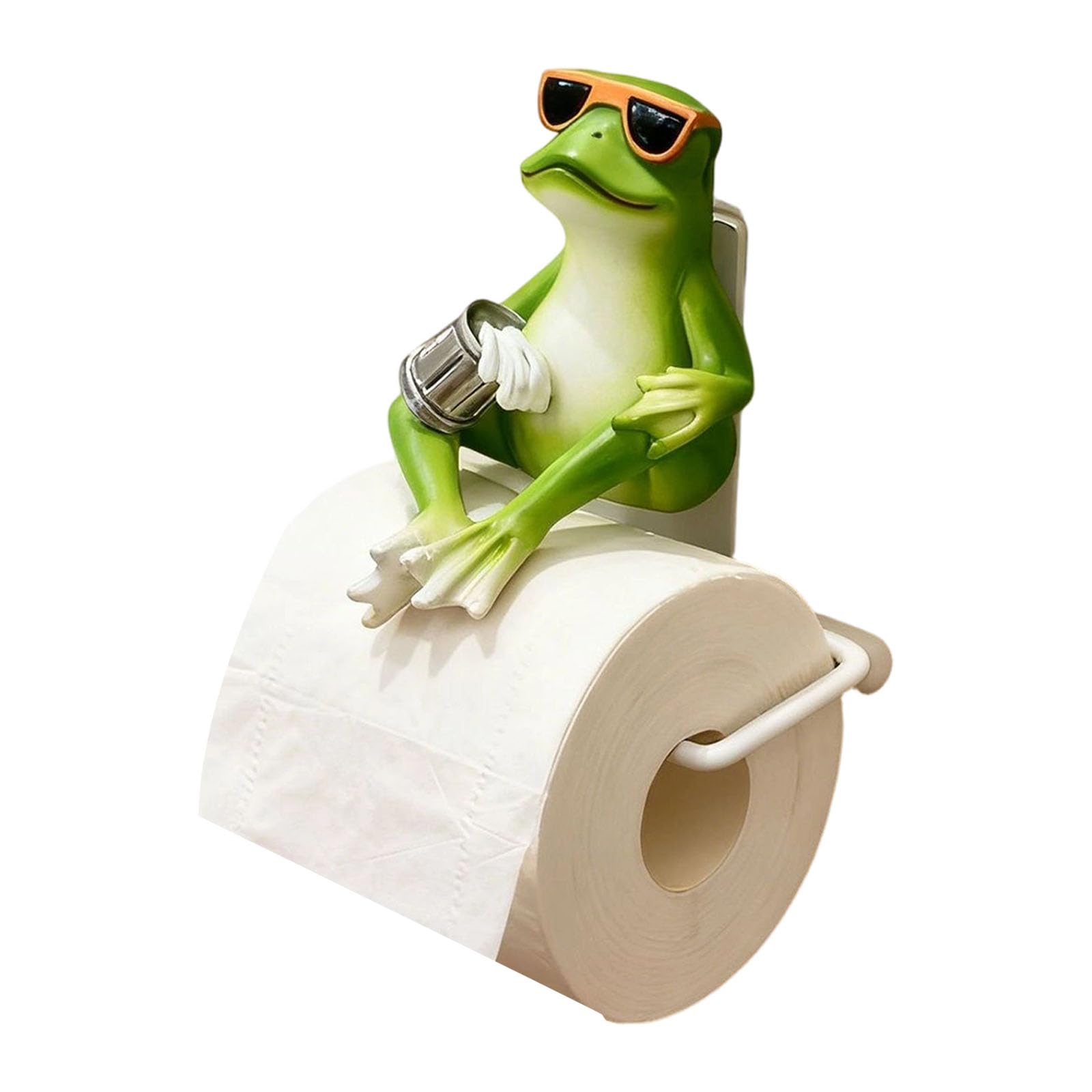 HENYGEN Frogs Shaped Ornament Resin Tissue Holder with Sunglasses for Kitchen Desk Decoration Napkin Dispenser Animal Molded Tissue Dispenser