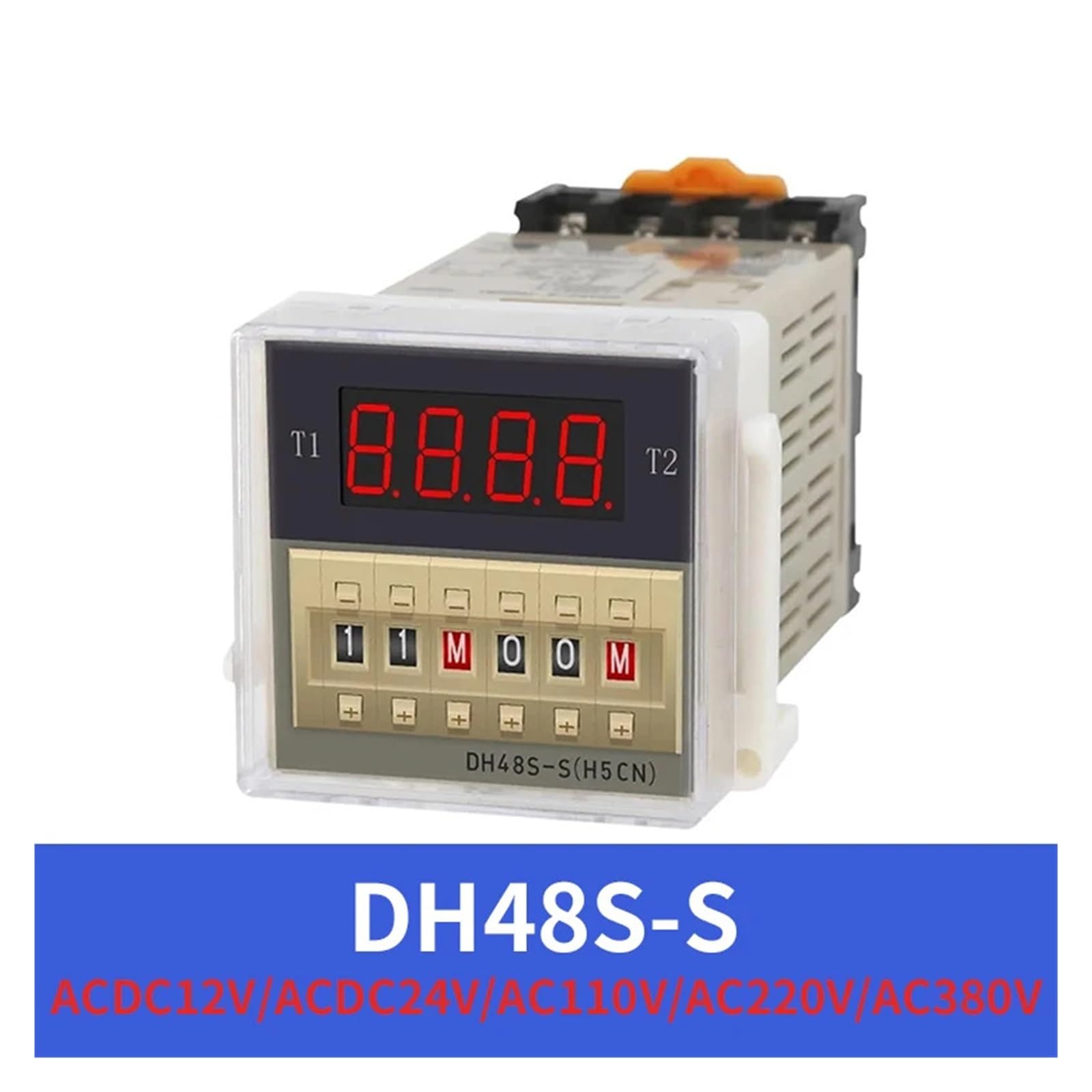 Przekaźnik czasowy DH48S-S Cyfrowy przekaźnik czasowy z podstawą 0,1 S-99H AC 110 V/220 V/380 V DC 12 V/24 V Programowalny timer opóźnienia dla powtarzających się cykli (DH48S-S ACDC12V)