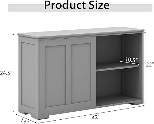 Miniatura 2 de Costzon Aparador de cocina, armario de almacenamiento apilable antiguo con estante ajustable en altura, puerta corredera, armario de madera, mesa de
