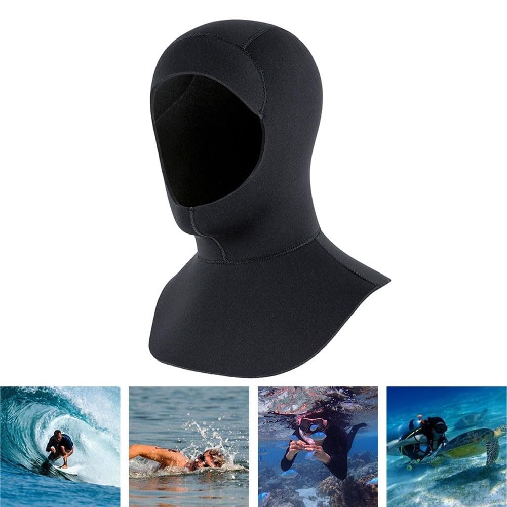Neoprene Diving Hood 3Mm 5Mm Thickness Wetsuit Cap Thermal Head Cover,Swimming Snorkeling Surfing Hat For Men Women Water Sports Black(S/M 5mmBlack)