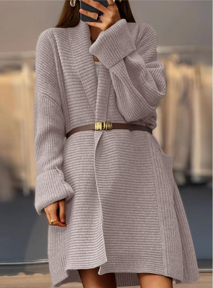 chouyatou Women's Chunky Open Front Long Cardigan Lightweight Long Sleeve Coatigan Sweater - Image 2