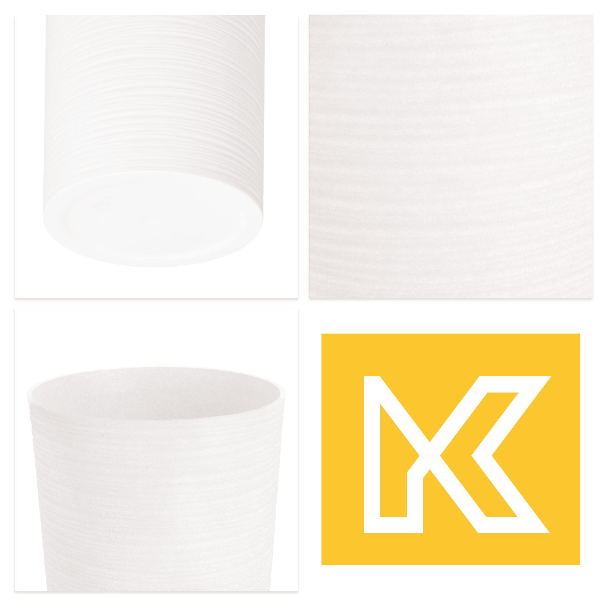 KADAX Macetero Alto de Plastico para Interior y Exterior, Maceta Grande y Decorativa para Plantas de Gran Tamaño y Árboles Pequeños (Blanco, 25.5 cm)