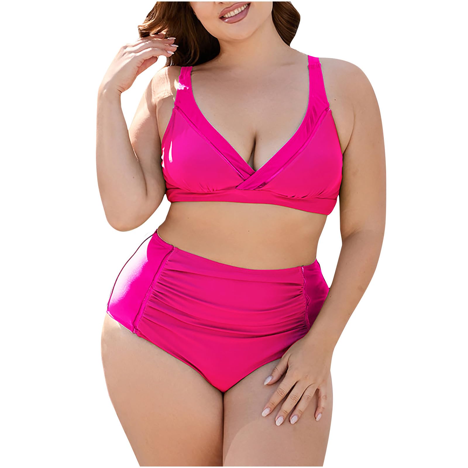 NUSGEAR 2024 Bikini Mujer Conjunto de Bikinis talla grande Trajes de Baño dos piezas Playa Color sólido Sexy Push up Bikini cintura alto Tankinis Beachwear Brasileño monokini Bañador vacaciones