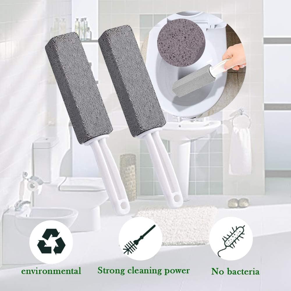 ROSEFINCH Pumice Cleaning Stone Foot Scraper with Handle, Toilet Bowl Ring Remover Cleaner Brush Stains and Hard Water Ring Remover Rust Cleaner for Kitchen/Bath/Pool/Household Cleaning - (Pack of 1) 4