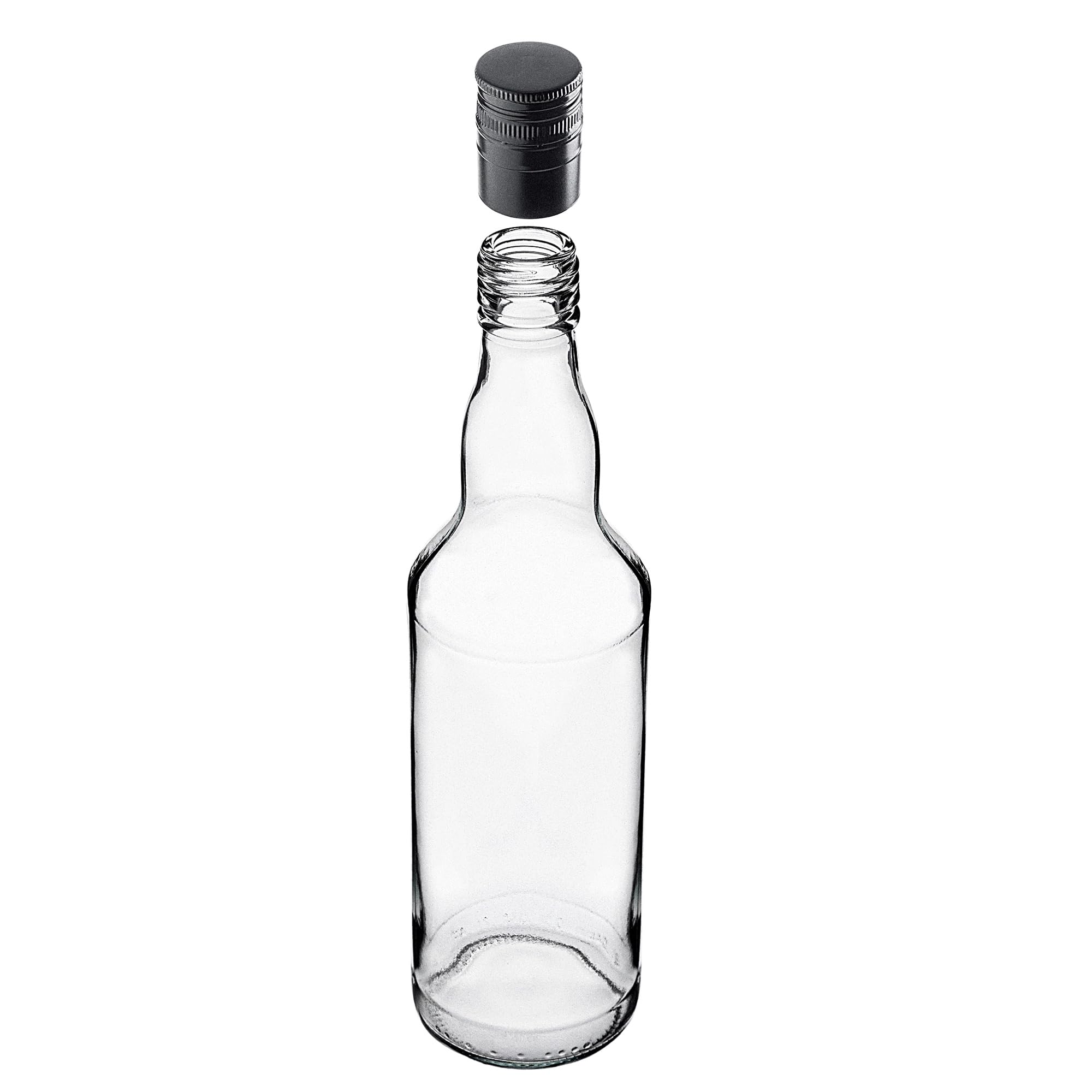 KADAX Set di 10 bottiglie in vetro 500ml con tappo a vite nero, lungo – bottiglie vuote da riempire per succhi, sciroppo, olio e liquore, conservazione alimentare