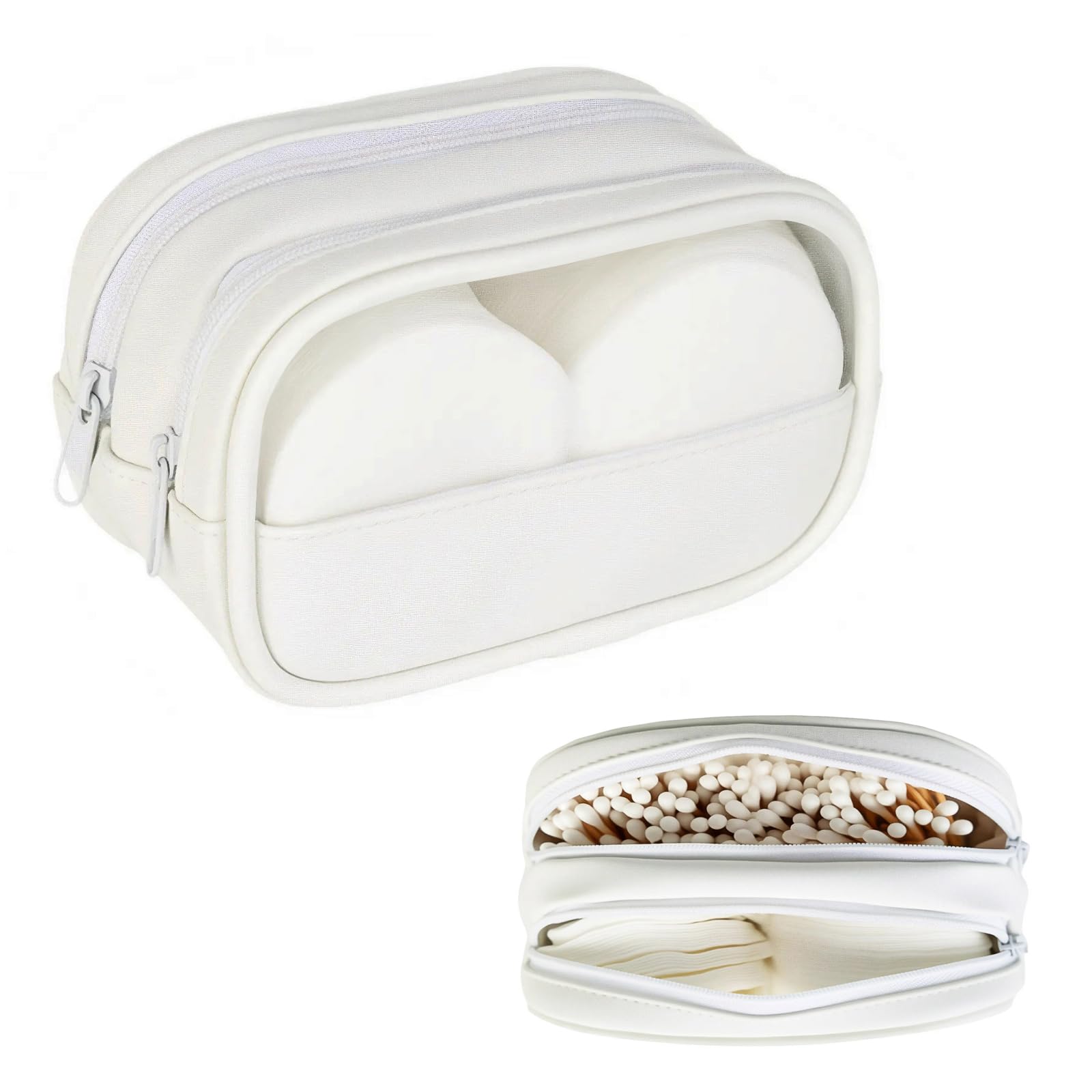 Portable Cotton Round Swab Organizer Case 2 in 1 Travel Cotton Pad Qtip Holder Portable Storage Case for