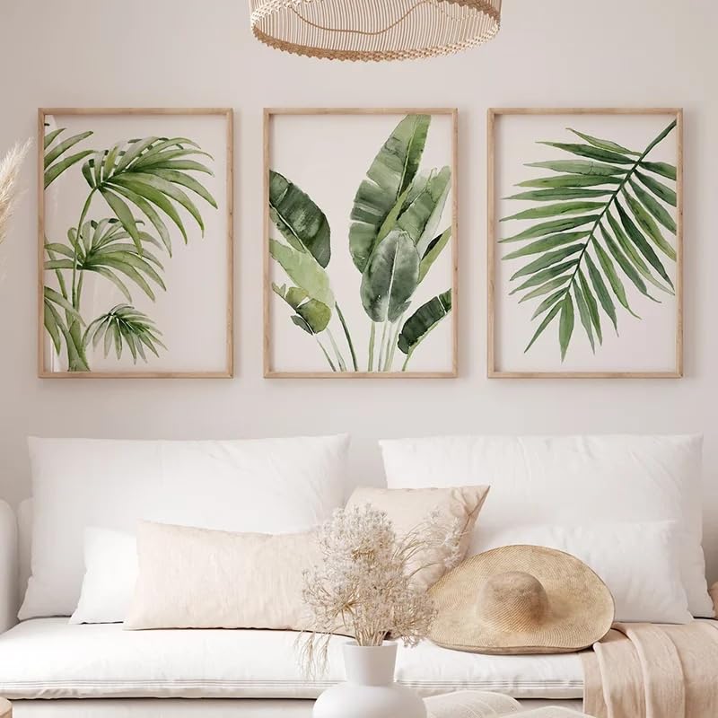 Pósteres botánicos de estilo costero para decorar un salón luminoso y moderno set de 3