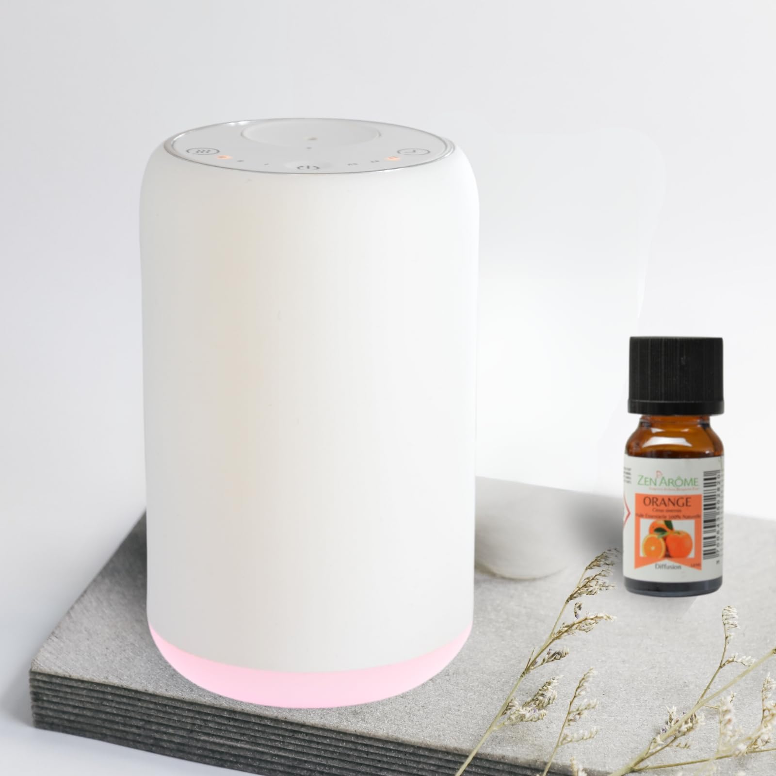 Zen’Arôme Diffuseur d’Huile Essentielle par Nébulisation Nomade Movisia V2, Surface de Diffusion jusqu'à 80 m², Boutons tactiles, Batterie Rechargeable, sans Fil, Lumière LED Intégrée