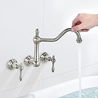 Vista 5 de sumerain Grifo de bañera de montaje en pared, relleno de bañera de níquel cepillado, centro de 8 pulgadas