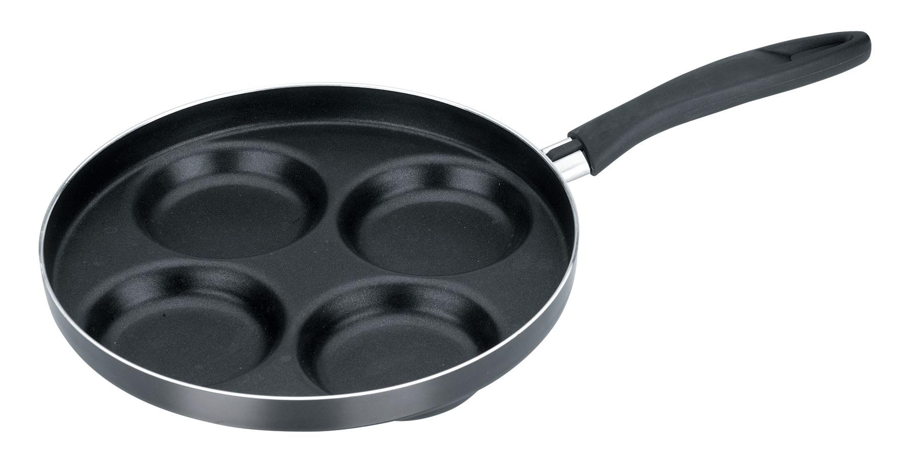 Tescoma 594244 Padella Quattro Cerchi Antiaderente, Per Cucinare Pancake, Uova E Hamburger, Diametro 24 Cm, Nero