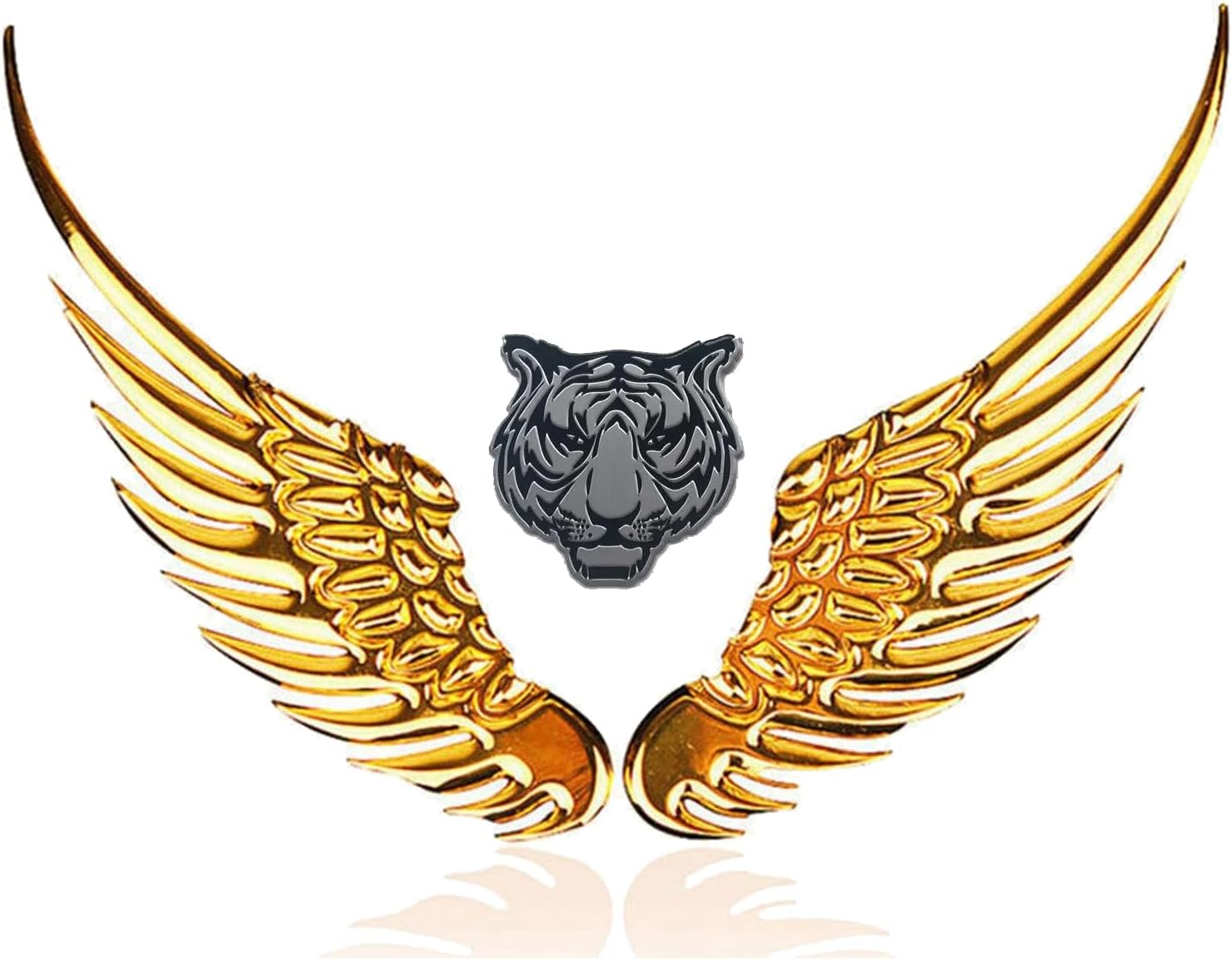 1 PC Car Tail Sticker, 4.92" x 1.37" All-Metal 3D Three-Dimensional Angel Wings Eagle Wings Decal, Modified Personalized Creative Decorative Sticker, Suitable for Various Car Models (Gold)