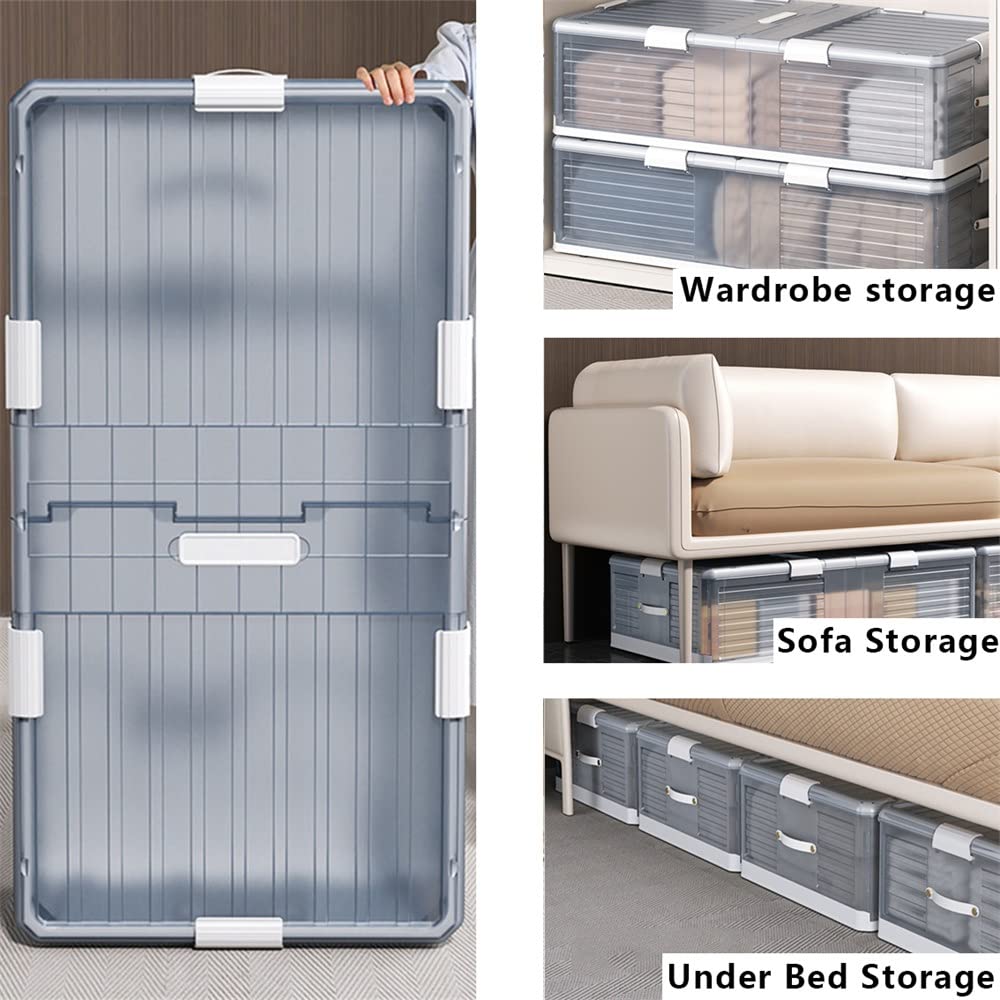 Contenitore portaoggetti sotto il letto con coperchi, grandi contenitori pieghevoli sotto il letto, contenitore multiuso con ruote sul petto con fibbie durevoli 100*52*23cm (100L) ( Size : A )