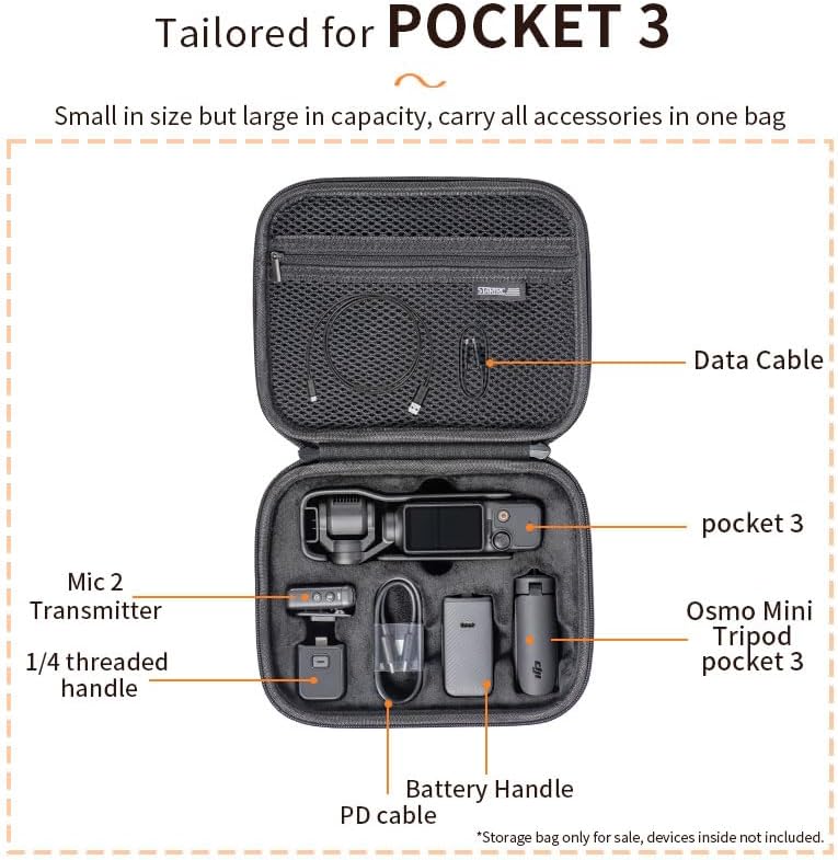 DJI Osmo Pocket 3 Carrying Bag,Waterproof Hard Carrying Case for Osmo Pocket 3,Portable PU Storage Protective Bag for DJI Osmo Pocket 3 Creator Combo Accessories,PU Leather Storage(1132045)