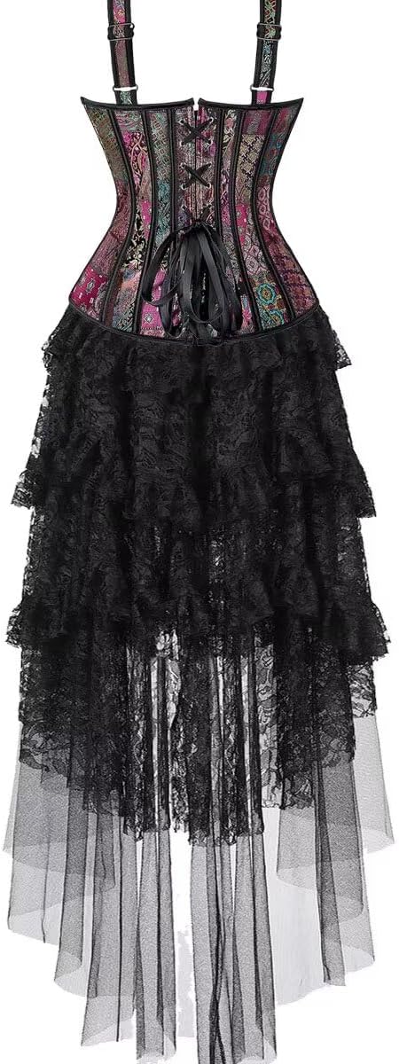 Jutrisujo Corset Top Dress Skirt Women Lingerie Bustier Zipper Strap Plus Size Ladies Basques