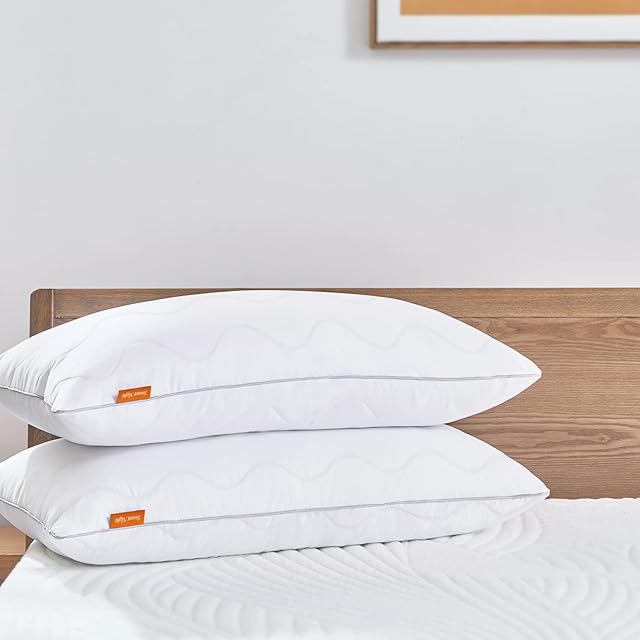 Sweetnight Pillow Luxury Hotel Pillow Pack of 2 Soft Adjustable Neck Pillow for Back and Side Sleepers with Washable Cotton Cover, 2 Pack, White, 40 X 80 cm