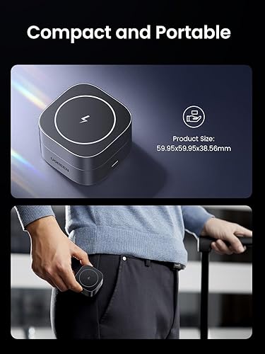 Miniatura 9 de UGREEN MagFlow - Estación de carga plegable magnética, cargador inalámbrico rápido 2 en 1 compatible con iPhone 17 17 Air 17 Pro 17 Pro Max 16 15 14