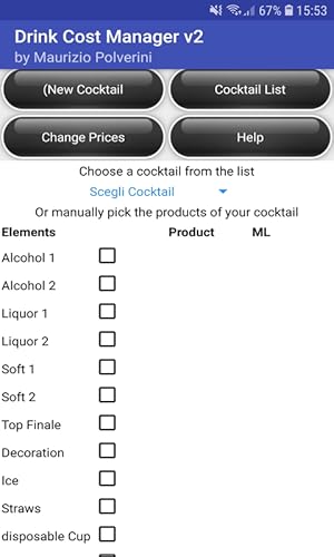 Drink Cost - Bar Manager