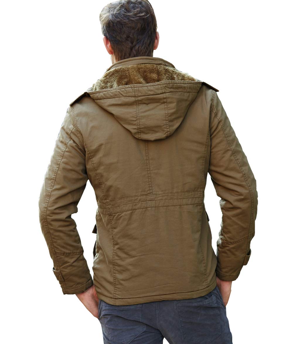 KEFITEVD Parka de invierno para hombre Chaqueta abrigada de invierno con capucha extraíble Abrigo forrado Chaqueta de transición de invierno con forro polar Chaqueta