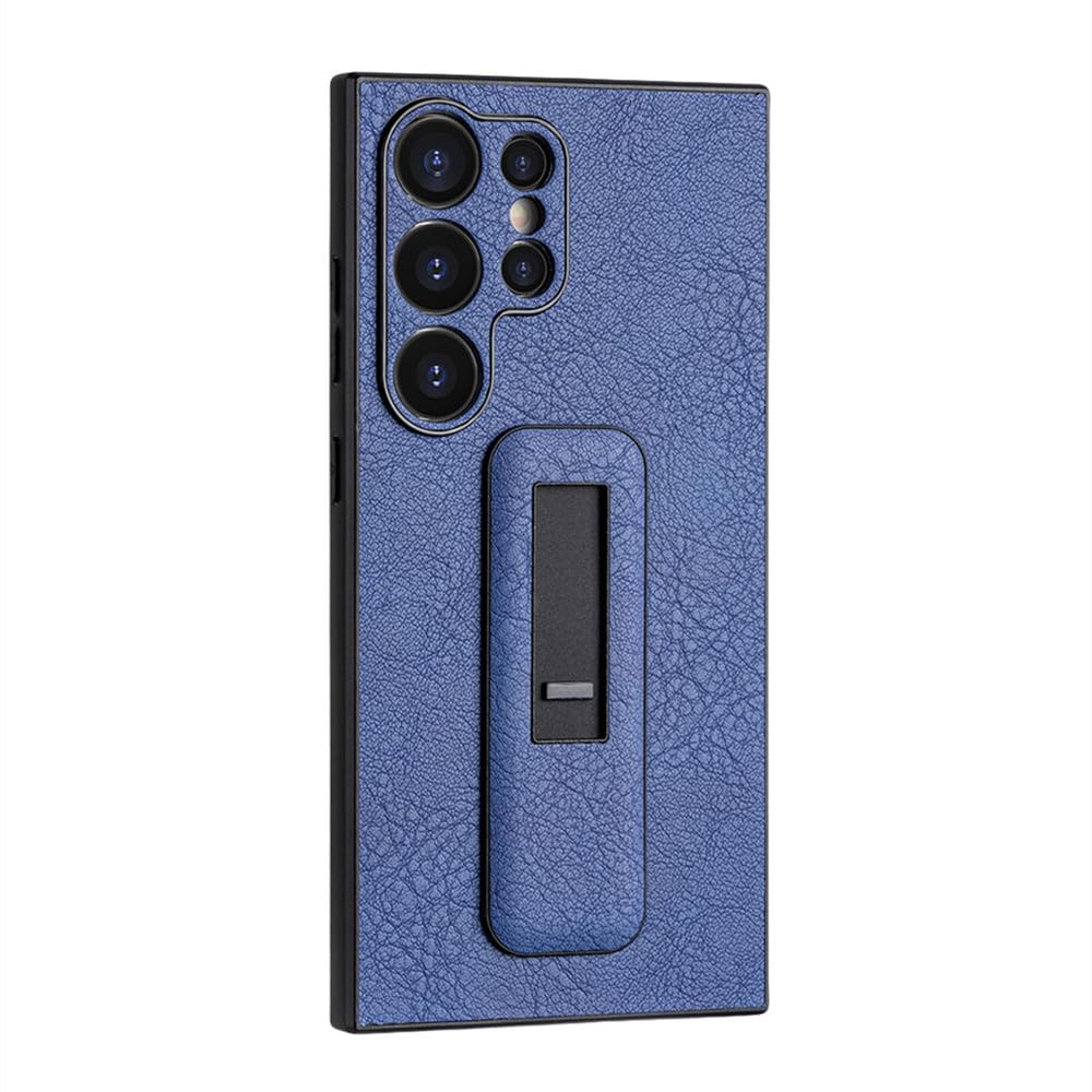 Coque Samsung S22 en cuir bleu premium avec béquille intégrée discrète - 6