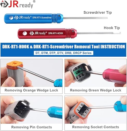 Miniatura 4 de JRready ST2163 Deutsch Kit de engarzado Set+ST5236 Deutsch Pin Extractor Herramienta para 16 # 12 # 20 # Contactos SólidosEstampados 12-22 AWG
