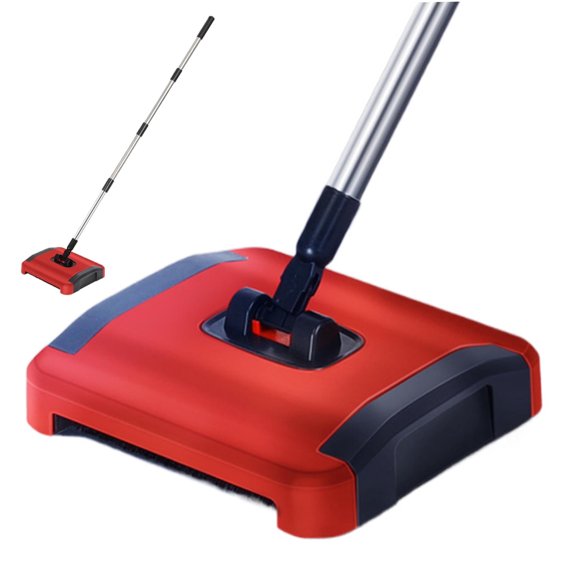 CAKEEYUM Carpet Sweeper Manual 3 Rolling Brushes Floor Sweeper Carpet Brush with Wheels and Large Waste Bin 43inch Detachable Cleaner for Pet Hair Dust Debris