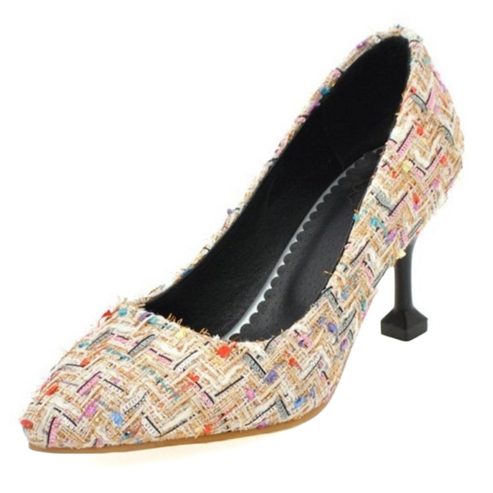 Smilice Court Shoes with Mid Heel and Pointed Toe Working Court Shoes for Office Ladies