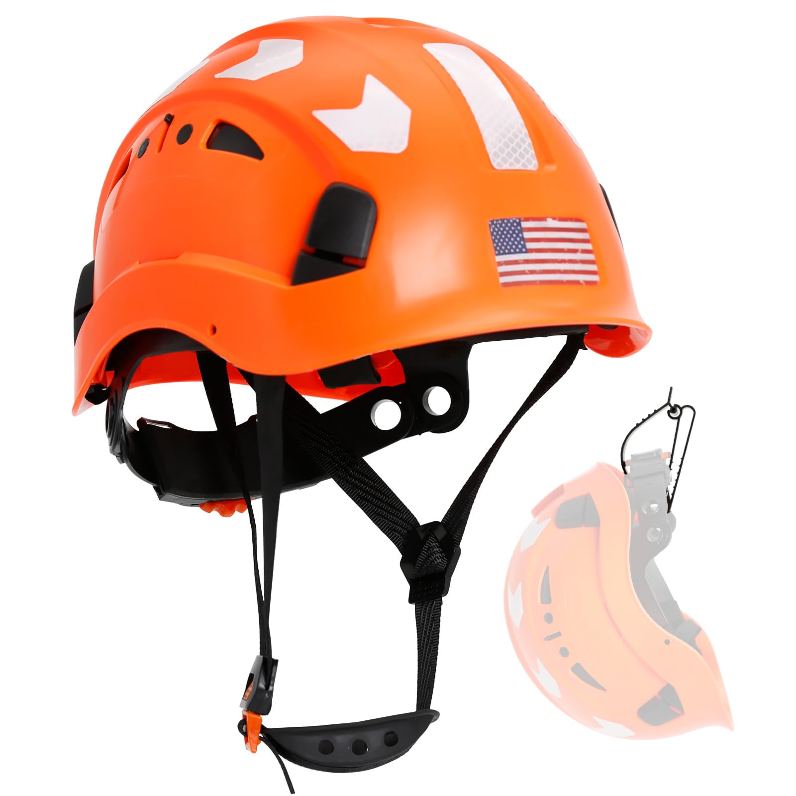 AOLAMEGS Construction Safety Hard Hat - ANSI Z89.1 Type Ι OSHA Approved Safety Helmets with Chin Straps Lightweight Reflective Vented ABS Hard Hats For Men Women Industrial Workwear 6-point Suspension