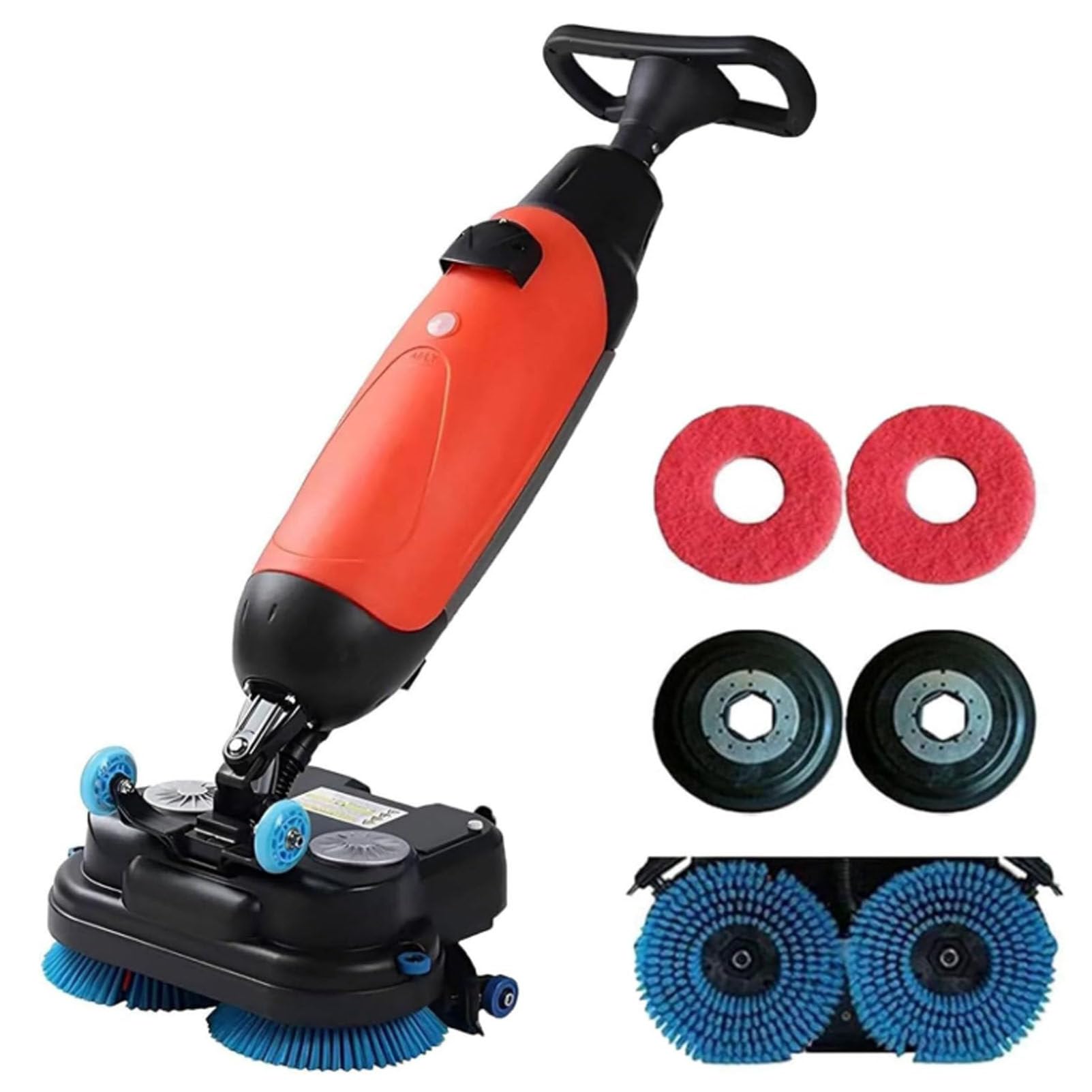 Oiyekntd Portable Commercial Floor Scrubber, 360°Rotating Floor Machine for Efficient Cleaning for Wooden Floors, Tiles, Terrazzo, Marble, Cement Floors Red