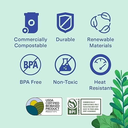 Miniatura 5 de Utensilios surtidos de reutilización, cubiertos desechables, 24 unidades, 1 paquete, 8 tenedores compostables, 8 cucharas compostables, 8 cuchillos