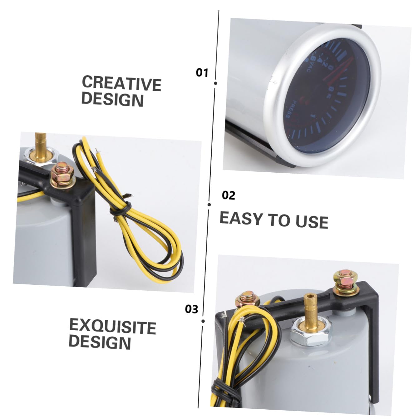 Mechanical Boost Gauge Bar Pressure Measuring Instrument for Cars Accurate Oil Gauge Warning Feature Design for Automotive Applications
