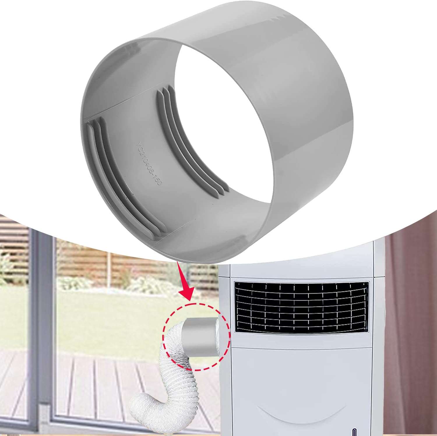 Air Conditioning Hose Extension,Universal 5.9 Inch Air Conditioner Hose Connector,Universal Thread Coupling for Portable Air Conditioner Exhaust Hose Coupler Connector,Air Conditioner Exhaust Adapter