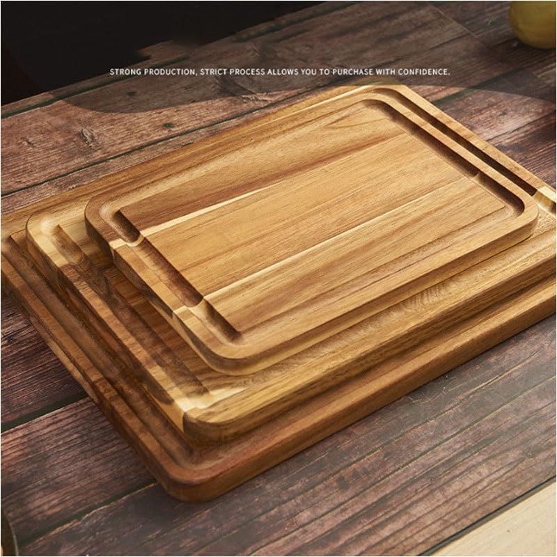 Solid Wood Kitchen Rolling Board Pasta Making with Thickened Surface Handle for Cutting Vegetables
