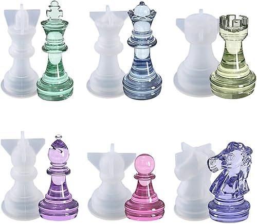 Molde de resina epoxi de ajedrez 3D hecho a mano, molde de piezas de ajedrez de cristal UV, molde epoxi para decoración del hogar, molde de