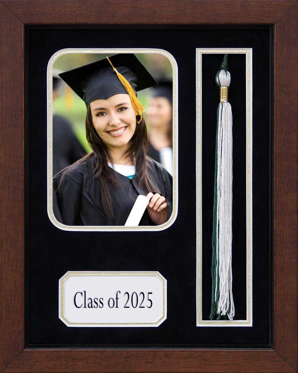 Graduation Tassel Photo Frame with Carbon Black UltraSuede matting (Class of 2024)