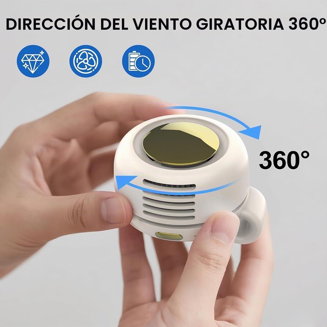 Mini ventilador portátil sin aspas con clip, mini ventiladores silenciosos de 3 velocidades, mini ventilador giratorio de 360° recargable por USB, ventilador de clip con USB-C, adecuado para